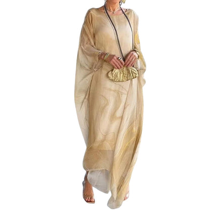 Robe Élégante Col Rond Manches Bouffantes - PanierRoyale