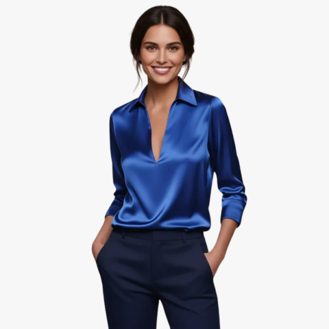 Blouse femme élégante en satin brillant