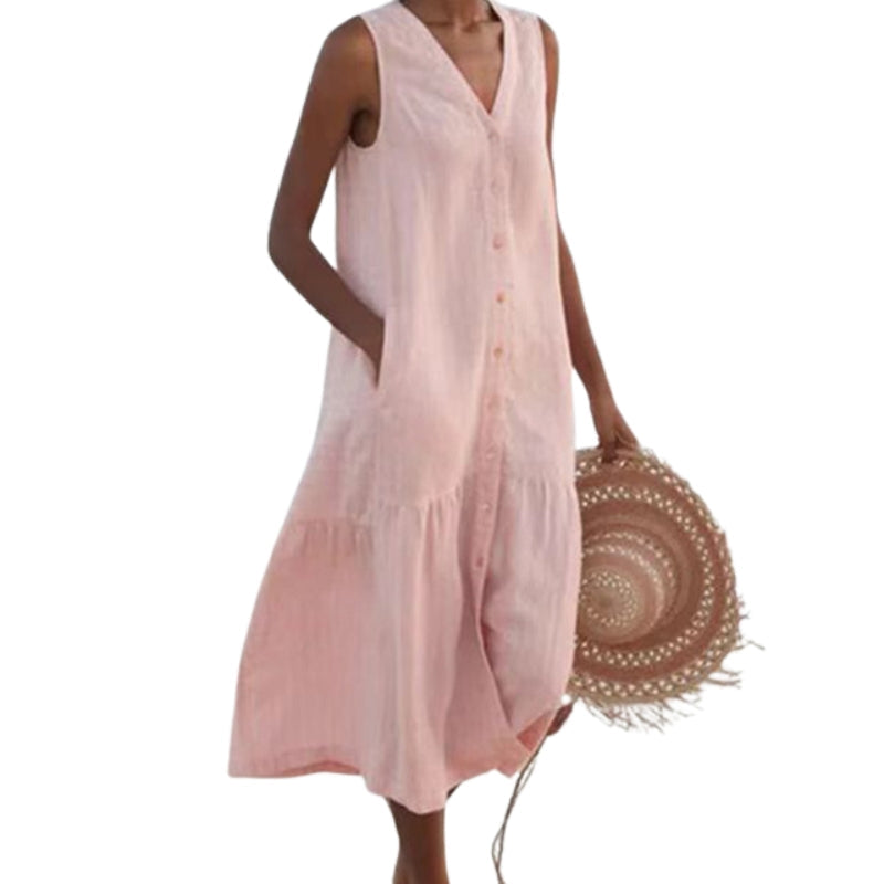 Robe Soirée Longue Sans Manches avec Poches