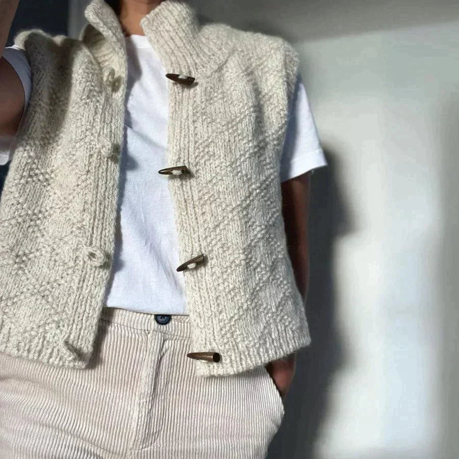 Gilet Tricoté Col Montant Pour Femme | Sans Manches