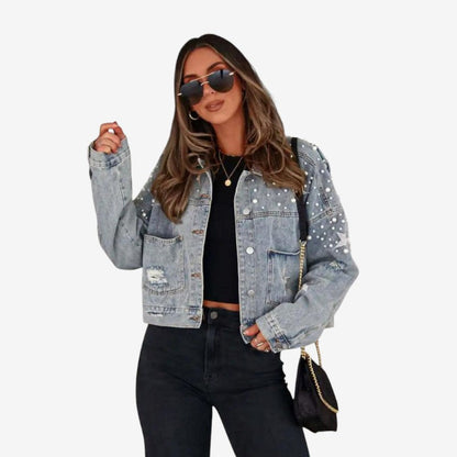 Veste Jeans Décontractée à Paillettes - PanierRoyale