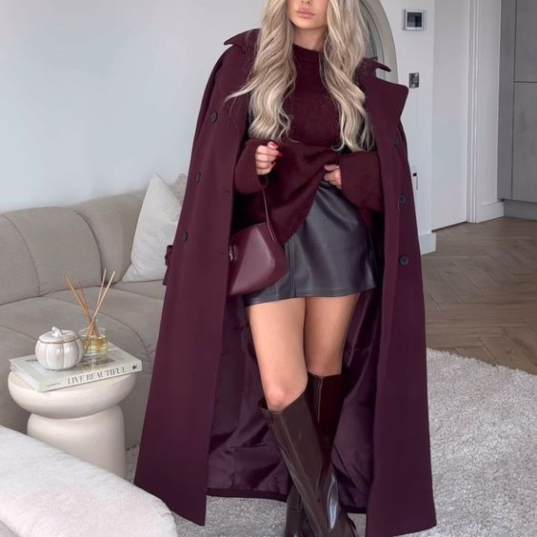 Manteau Femme Long Manches avec Ceinture Élégante - PanierRoyale