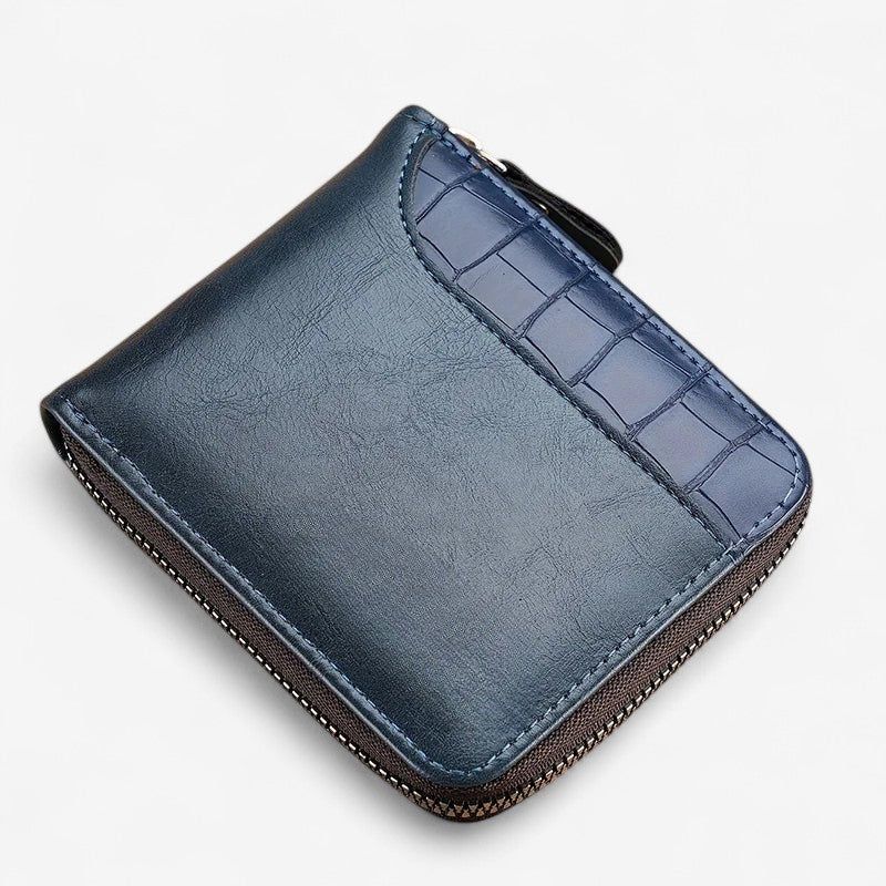 Portefeuille Homme Cuir Zip et Motif Texture