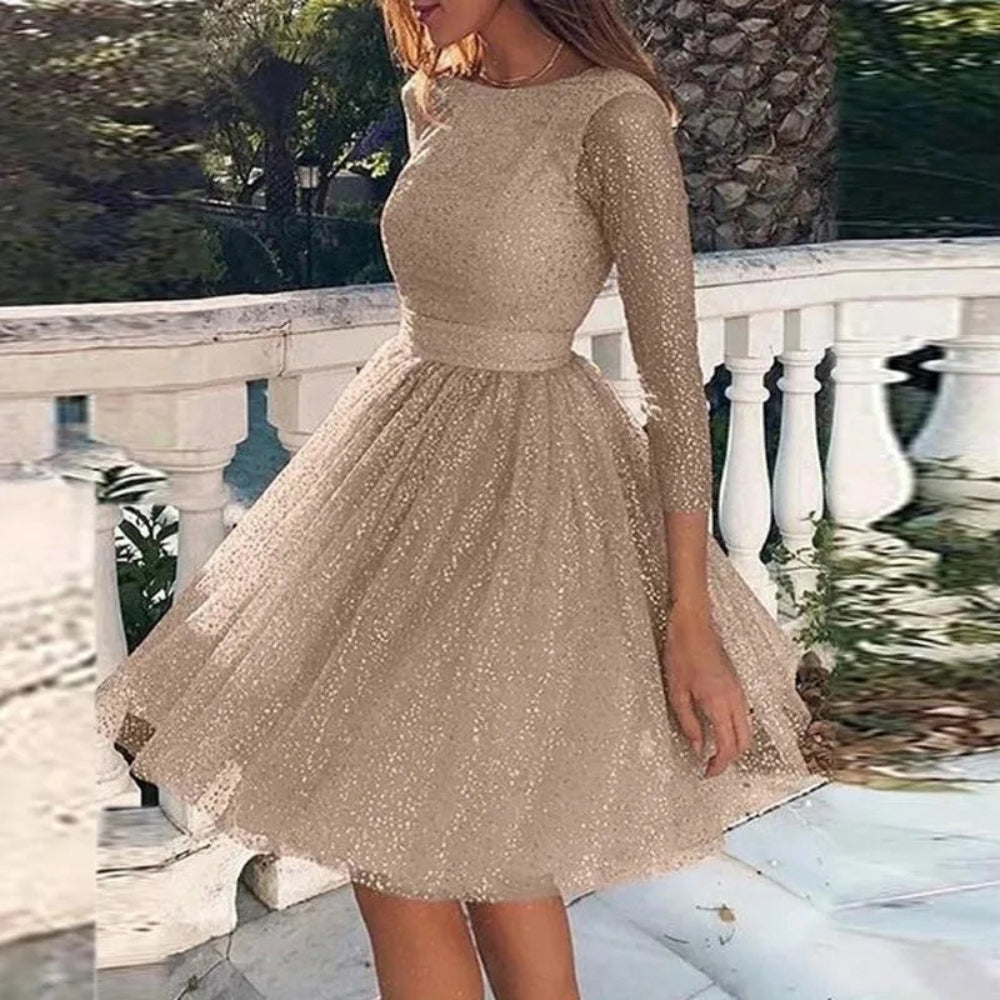 Robe Soirée Manches Longues Dos Nudité Élégante