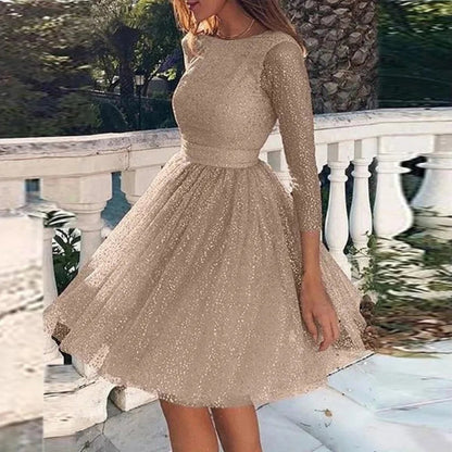 Robe Soirée Manches Longues Dos Nudité Élégante