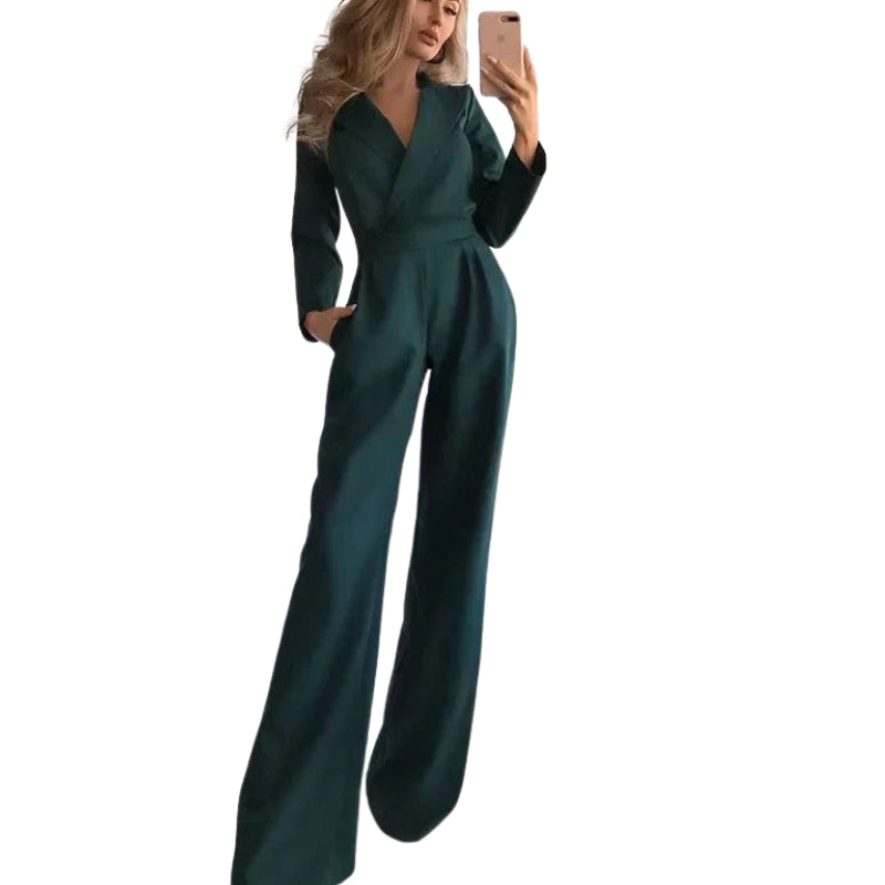 Robe Soirée Élégante Manches Longues Décolleté Profond