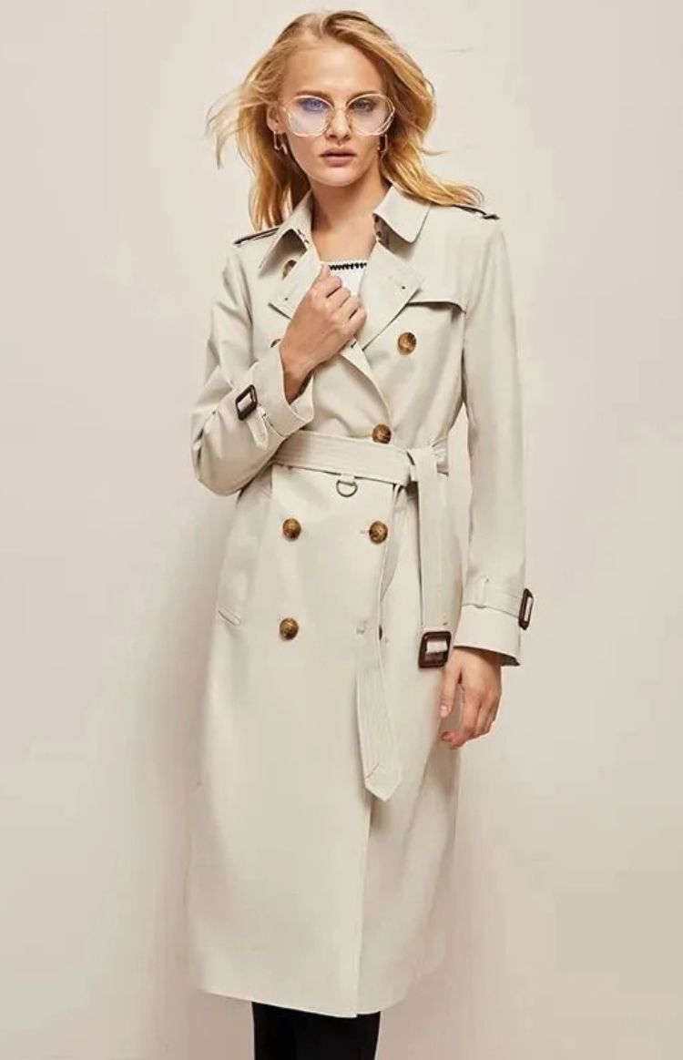 Manteau Femme Long Élégant avec Col Revers