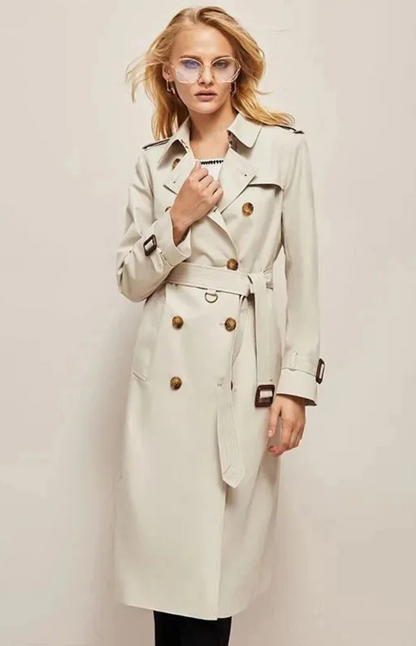 Manteau Femme Long Élégant avec Col Revers
