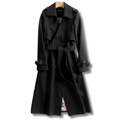 Manteau Femme Chic Beige à Ceinture avec Doublure Écossaise