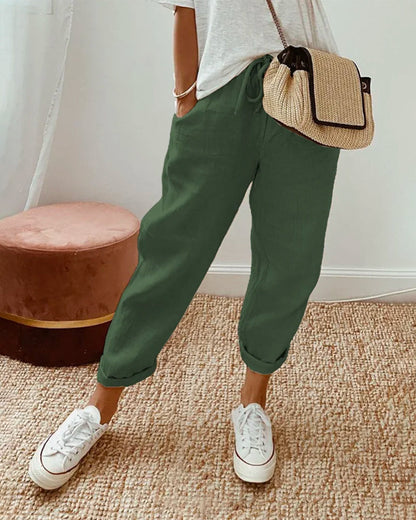 Pantalon Lin Coton Décontracté pour Femme