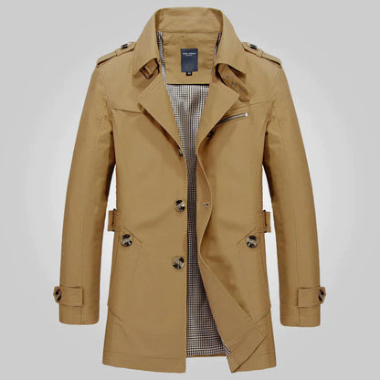Manteau Homme Long Élégant Trench Classique en Coton
