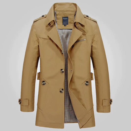 Manteau Homme Long Élégant Trench Classique en Coton - PanierRoyale