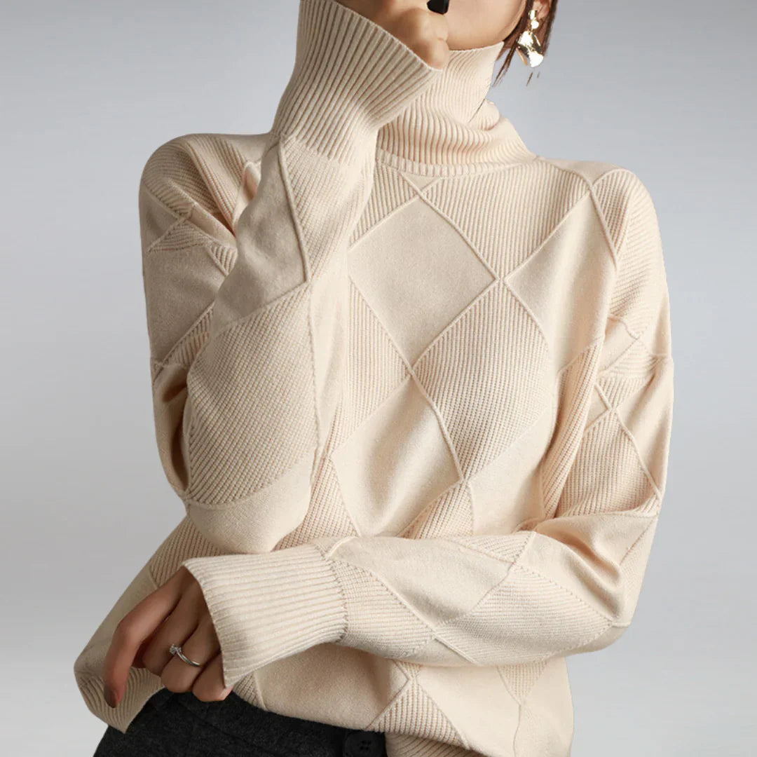 Pull Féminin Col Roulé Manches Longues Élégant