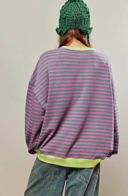 Pull Femme Rayé Col Rond Printemps