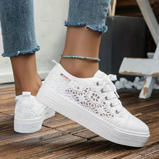 Geneve™ – Baskets Chic en Dentelle Respirantes et Confortables Noir & Blanc-1