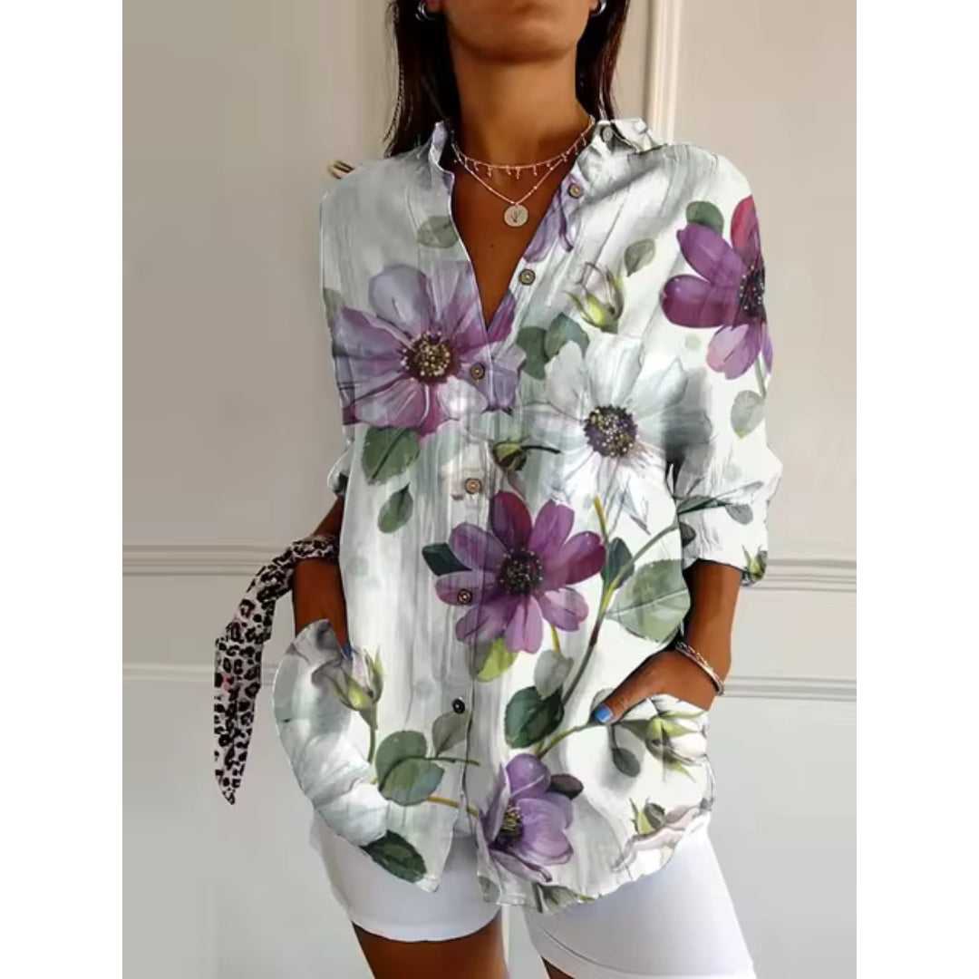 Chemisier Femme Floral Manches Longues Chic