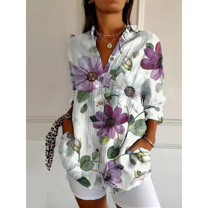 Chemisier Femme Floral Manches Longues Chic
