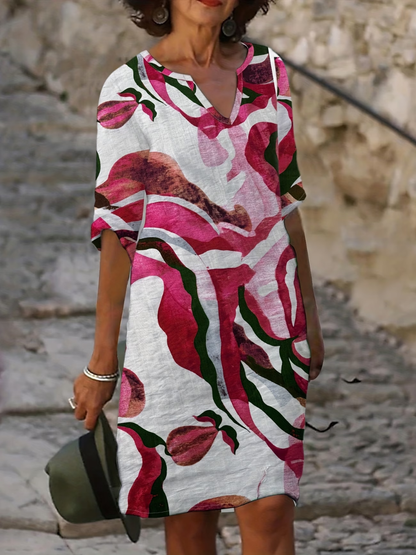 Robe dété Femme Imprimé Abstrait Col V Décontracté