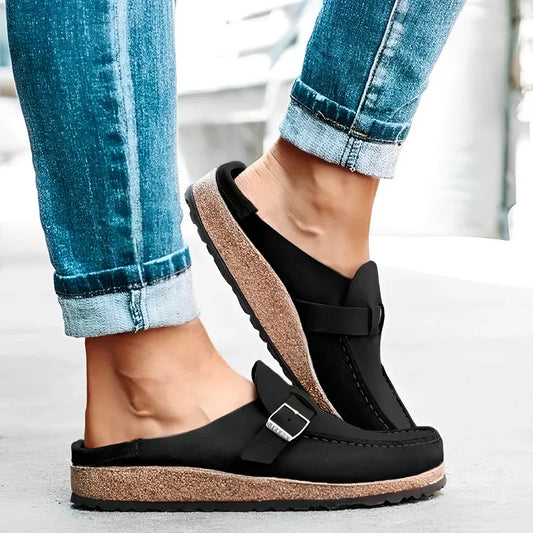 Sabots en Cuir Noir pour Femmes Élégants - PanierRoyale