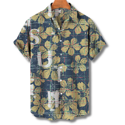 Chemise Hawaii Manches Courtes Fleurs Colorées