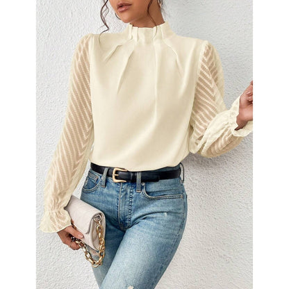 Blouse Femme Col Montant Manches Longues Élégante