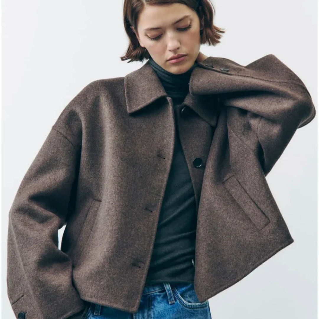 Veste Femme Laine Brun Hivernale Élégante - PanierRoyale