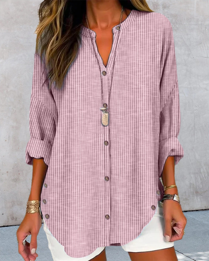 Chemise Rayée pour Femme Élégante à Boutons