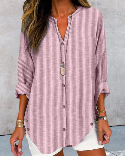 Chemise Rayée pour Femme Élégante à Boutons
