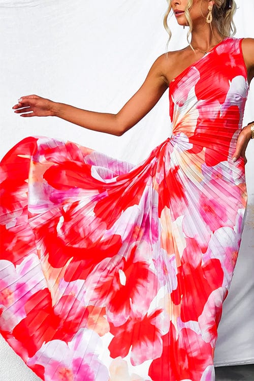 Robe Épaule Dévoilée Fleurs Élégante pour Soirée