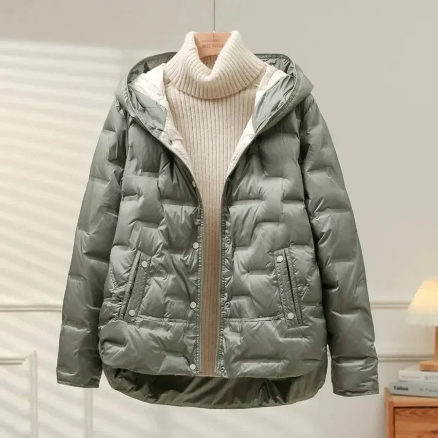 Veste Femme Hivernale Douce avec Capuche et Fermeture Éclair