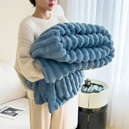 Plaid Doux et Confortable en Peluche Beige pour Maison