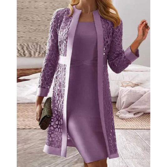 Robe Décontractée avec Gilet en Daim Noir - PanierRoyale