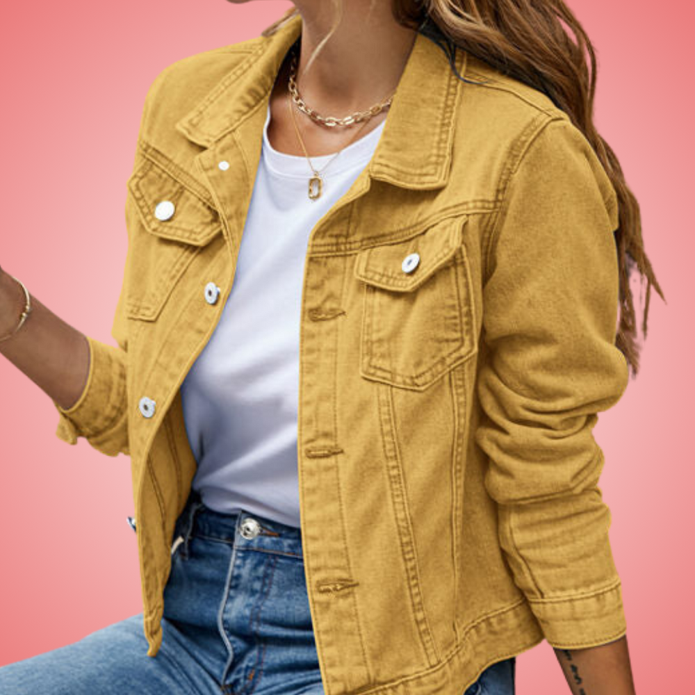 Veste Jean Blanc Femme Élégante Manches Longues