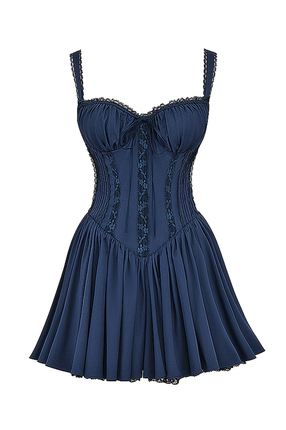 Robe corsetée féminine avec bretelles et détails volants