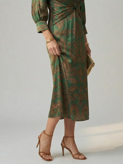 Robe Midi Femme Coupe Croisée Taille Cintrée