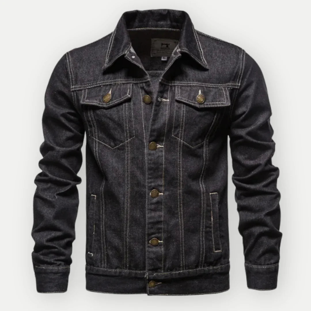 Veste Jean Homme Classique avec Poches et Fermeture Boutons - PanierRoyale