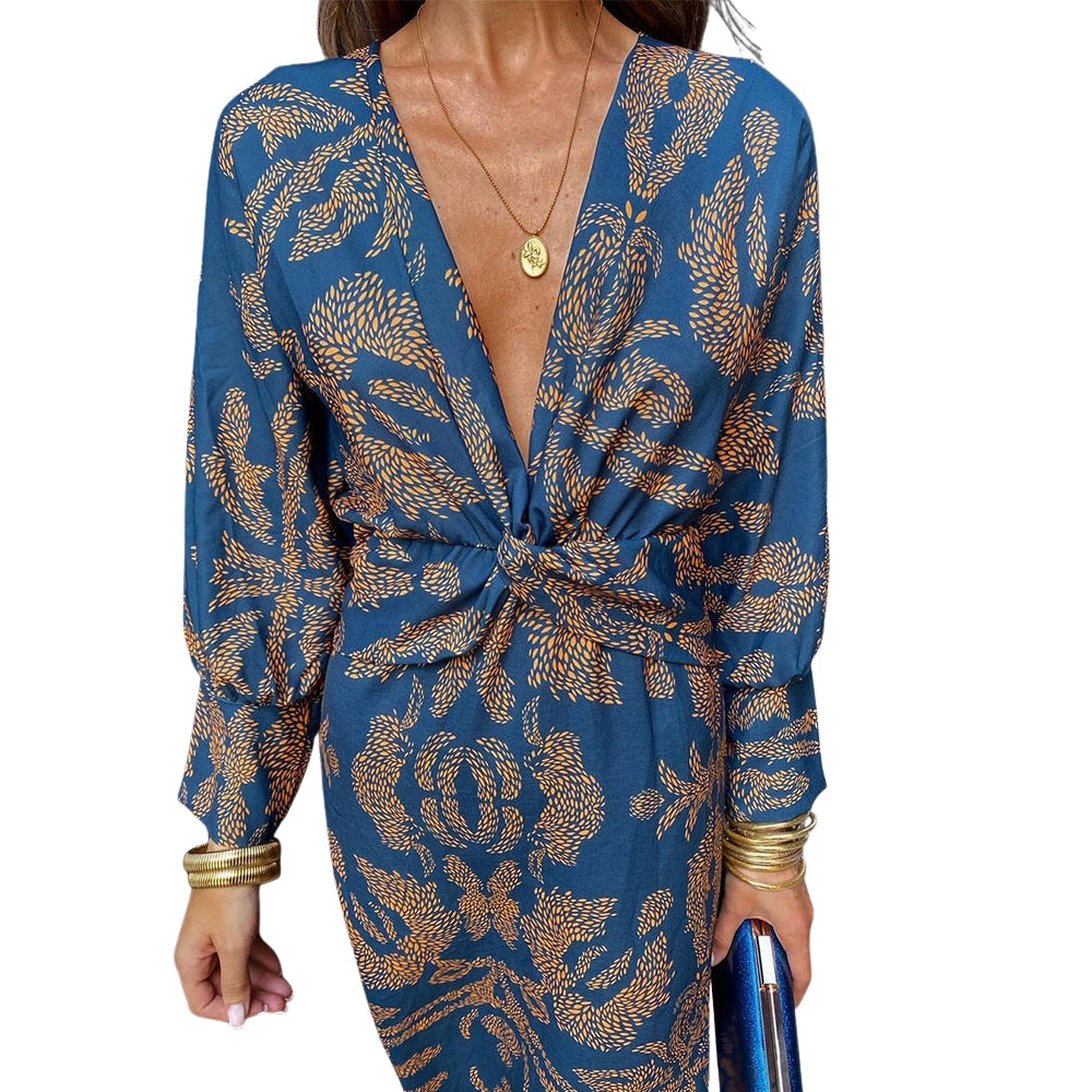 Robe Longue Manches Élégante et Colorée