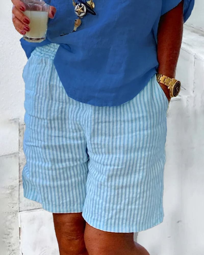Chemise Femme Lin Clair avec Short de Plage