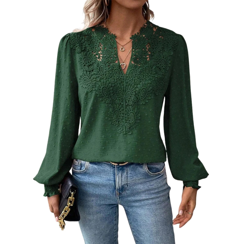 Blouse Femme Manches Longues en Dentelle Chic