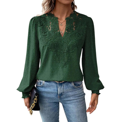 Blouse Femme Manches Longues en Dentelle Chic