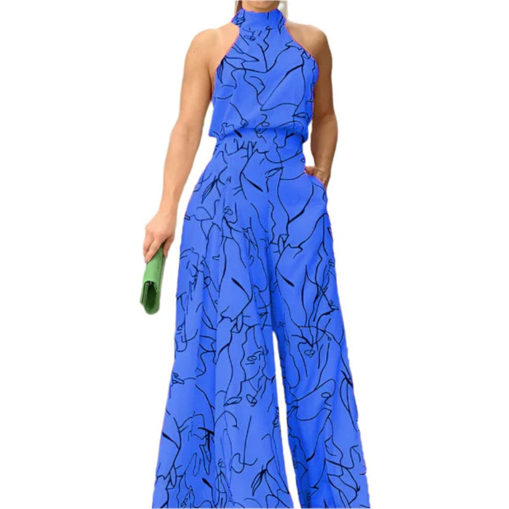 Robe Combinaison Col Rond Imprimé Fleuri Élégante