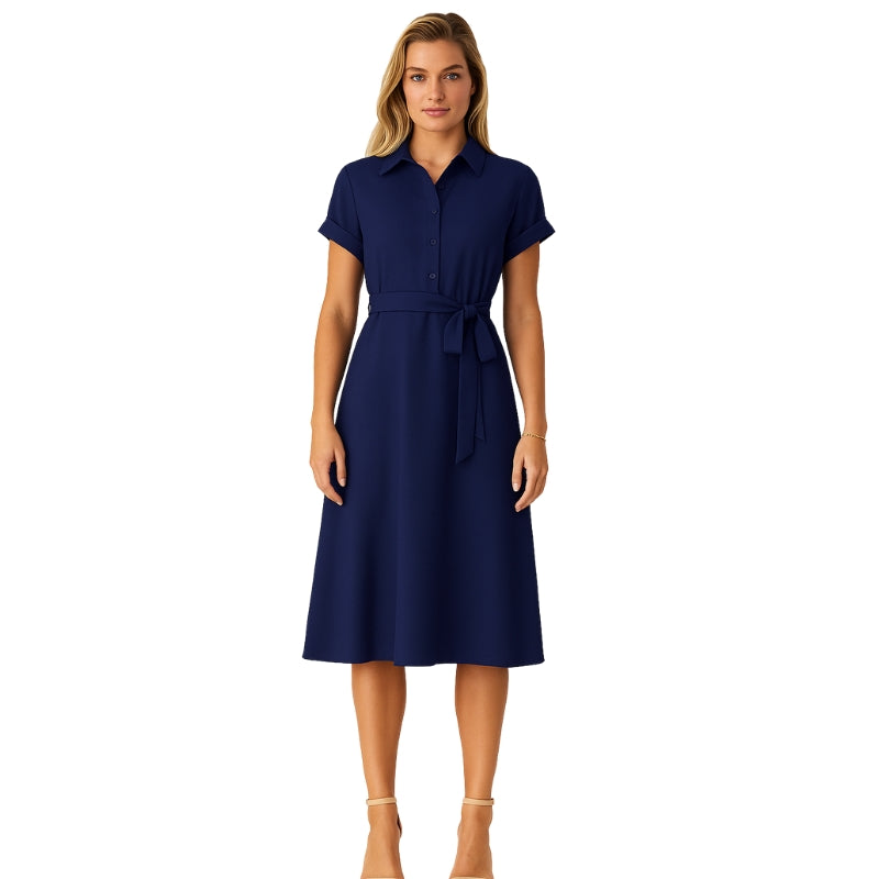 Robe Chemisier Féminine avec Ceinture Réglable