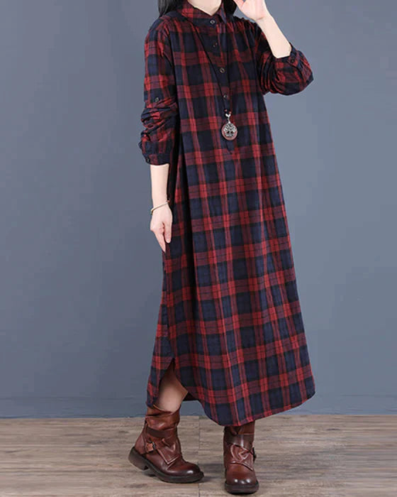 Robe Longue à Carreaux Chic et Élégante - PanierRoyale