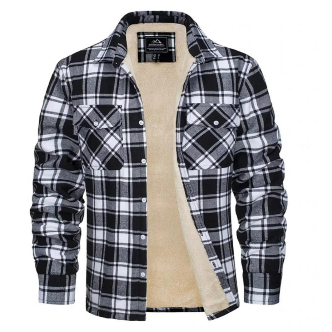 Veste en Flanelle Homme Hiver Rouge et Noir à Carreaux