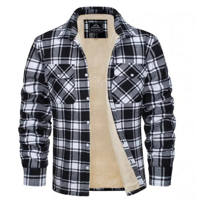 Veste en Flanelle Homme Hiver Rouge et Noir à Carreaux
