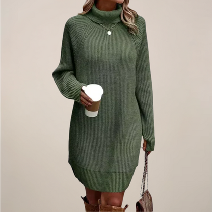 Robe Col Roulé Femme Manches Longues