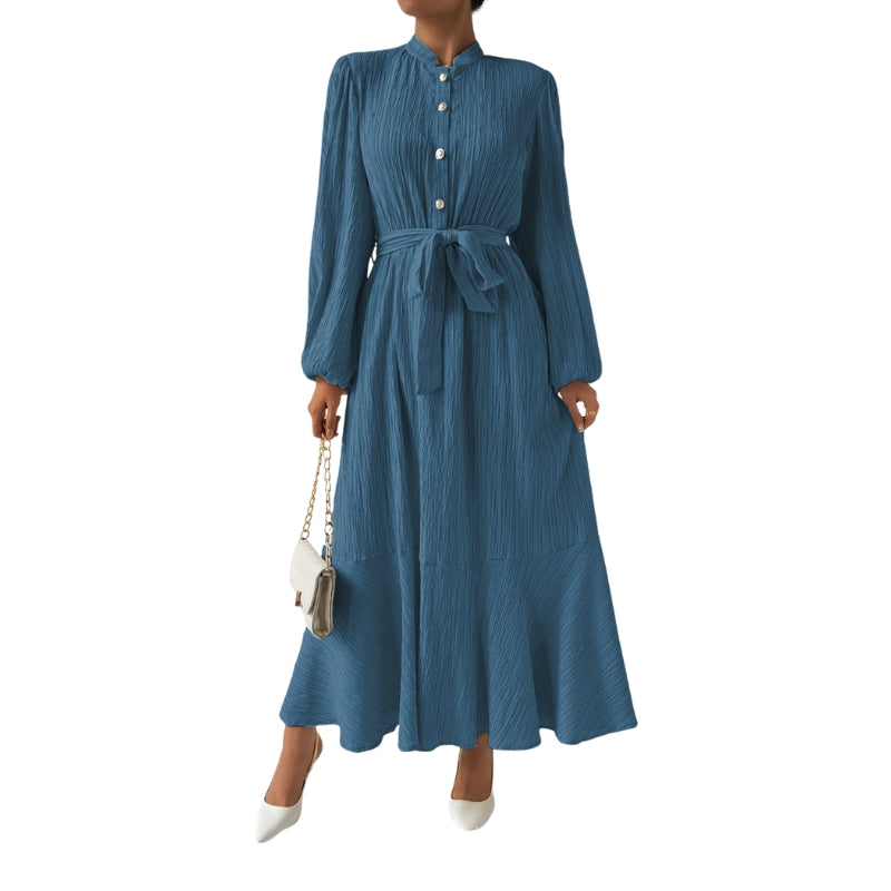 Robe Femme Longue Plissée à Ceinture Élastique