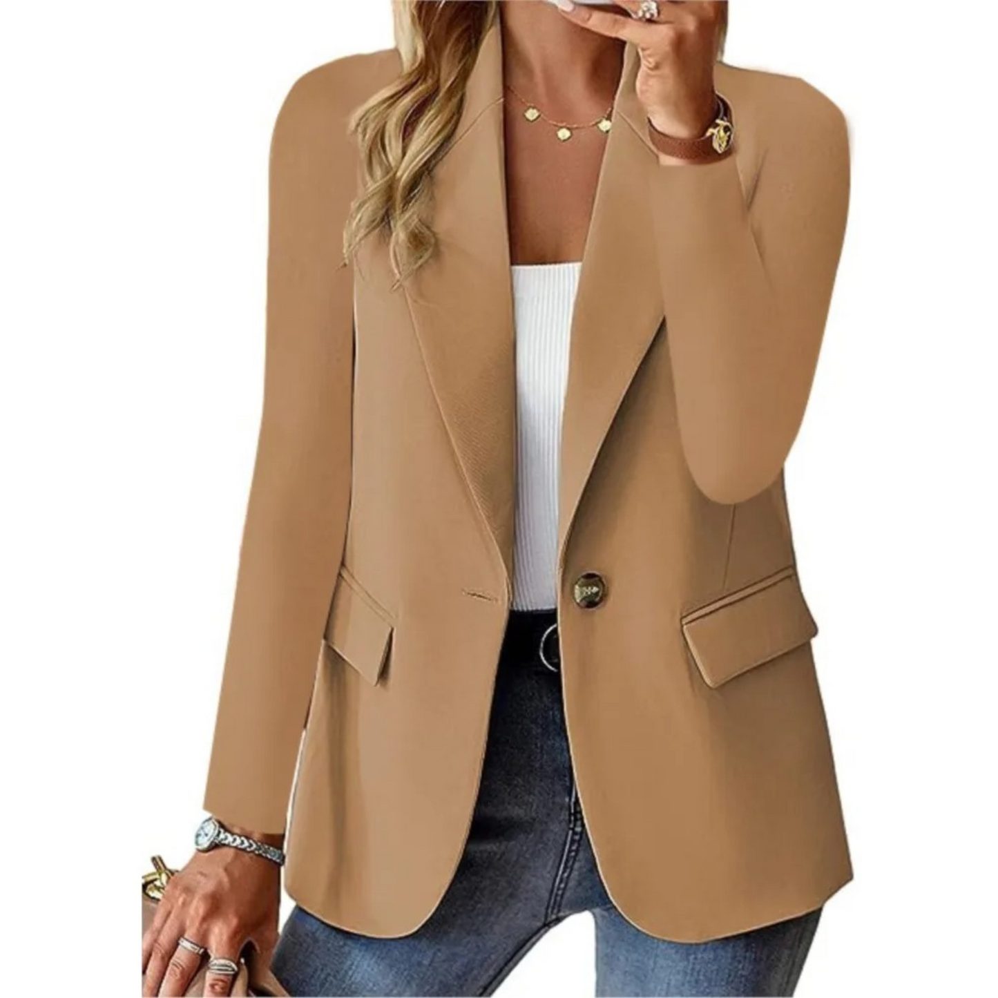 Veste Blazer Femme Élégante Blanc Pur