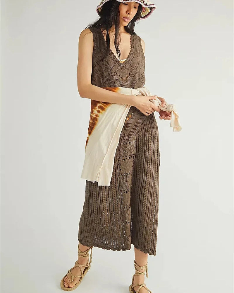 Robe Courte Élégante Col en V Sans Manches