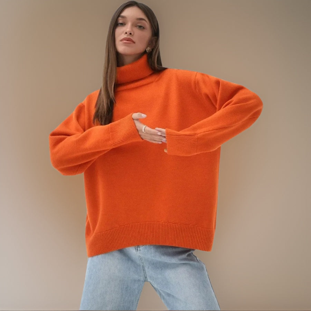 Pull Col Roulé Femme Élégant Hiver